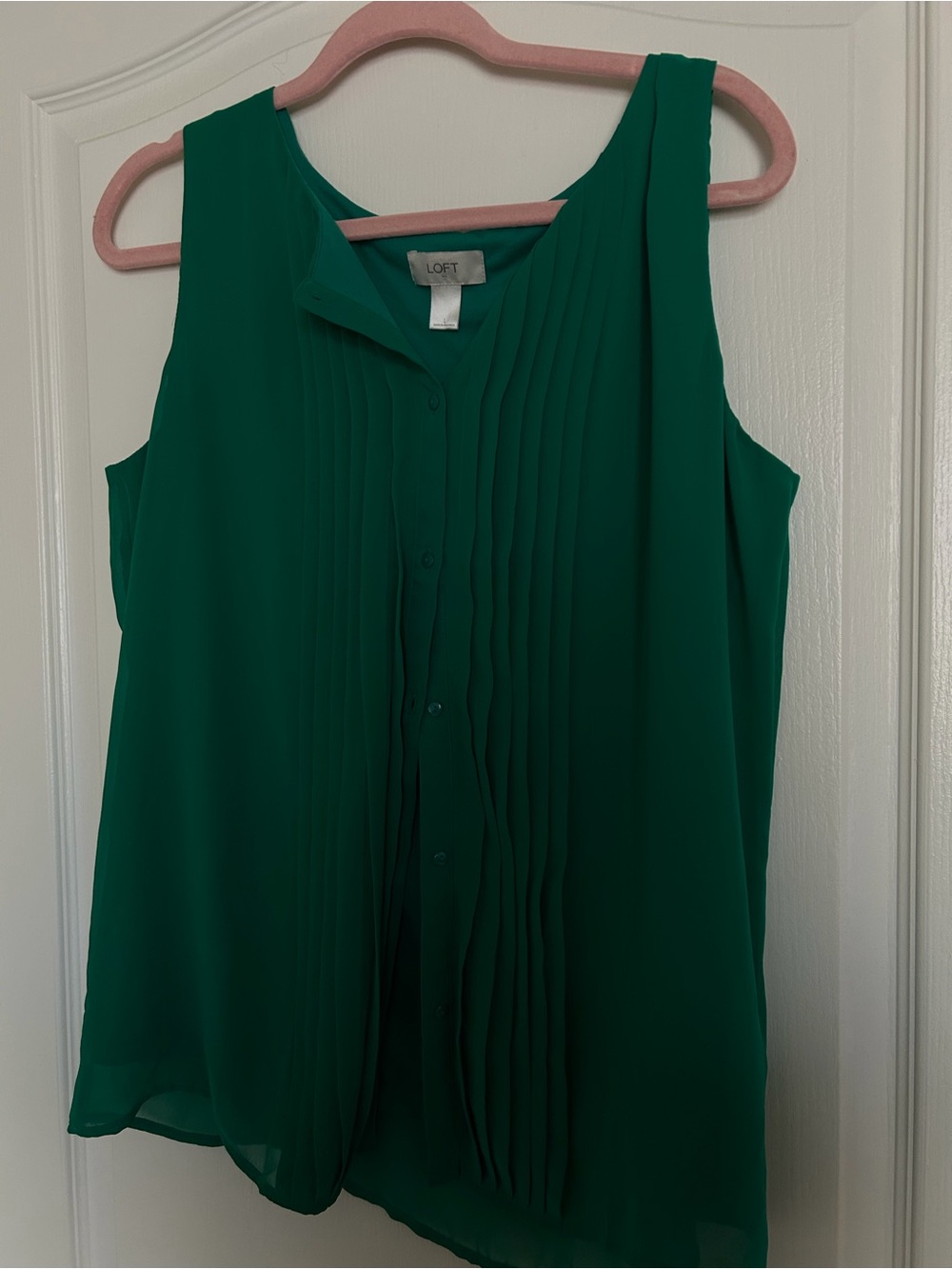 LOFT Emerald Green Pleated Sleeveless Camisole